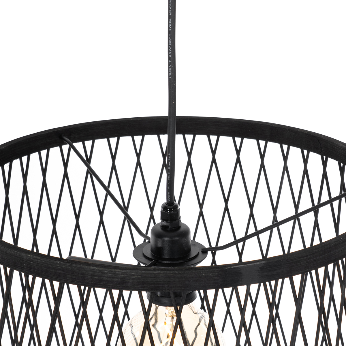 Suspension d'extérieur rustique en rotin noir 3 lumières - Calamus