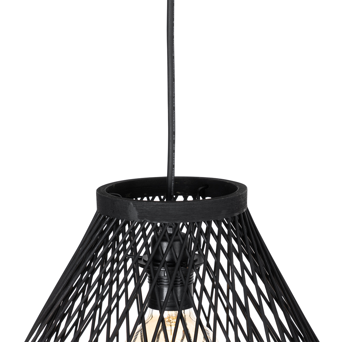 Lámpara colgante rústica de exterior de ratán negro de 3 luces - Calamus