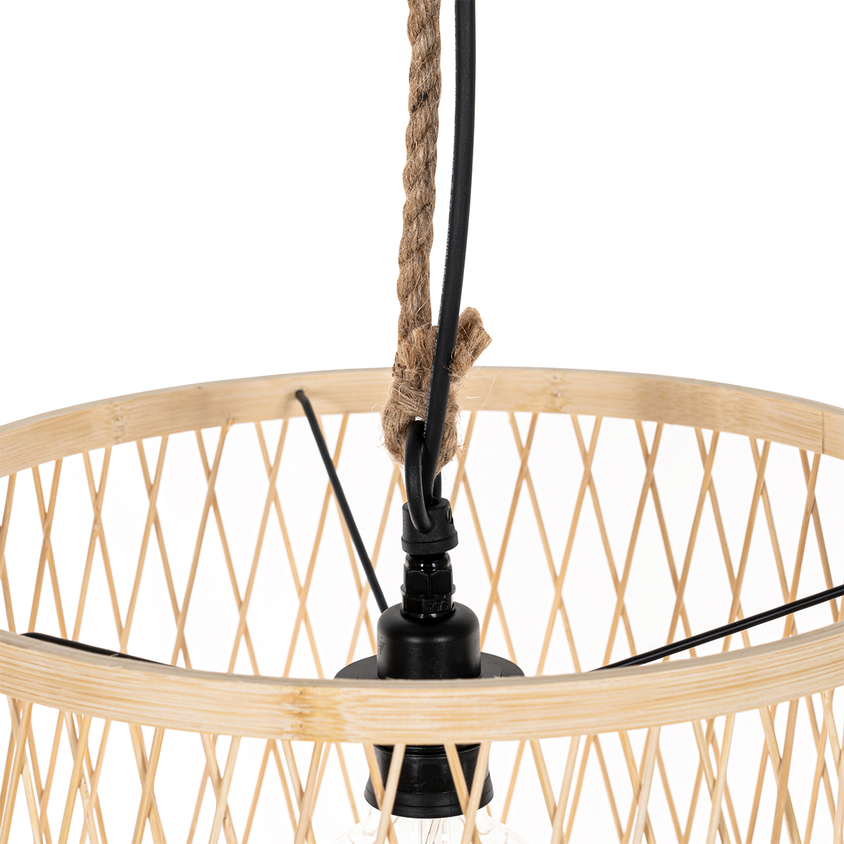 lampe suspendue d'extérieur rurale en rotin 40 cm - calamus