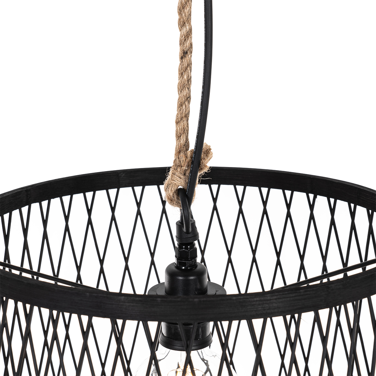 lampe suspendue d'extérieur rurale en rotin noir 40 cm - calamus