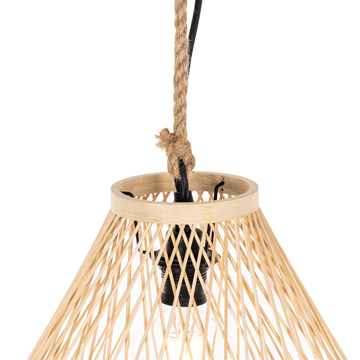 lampe suspendue d'extérieur rurale en rotin 40x55 cm - calamus