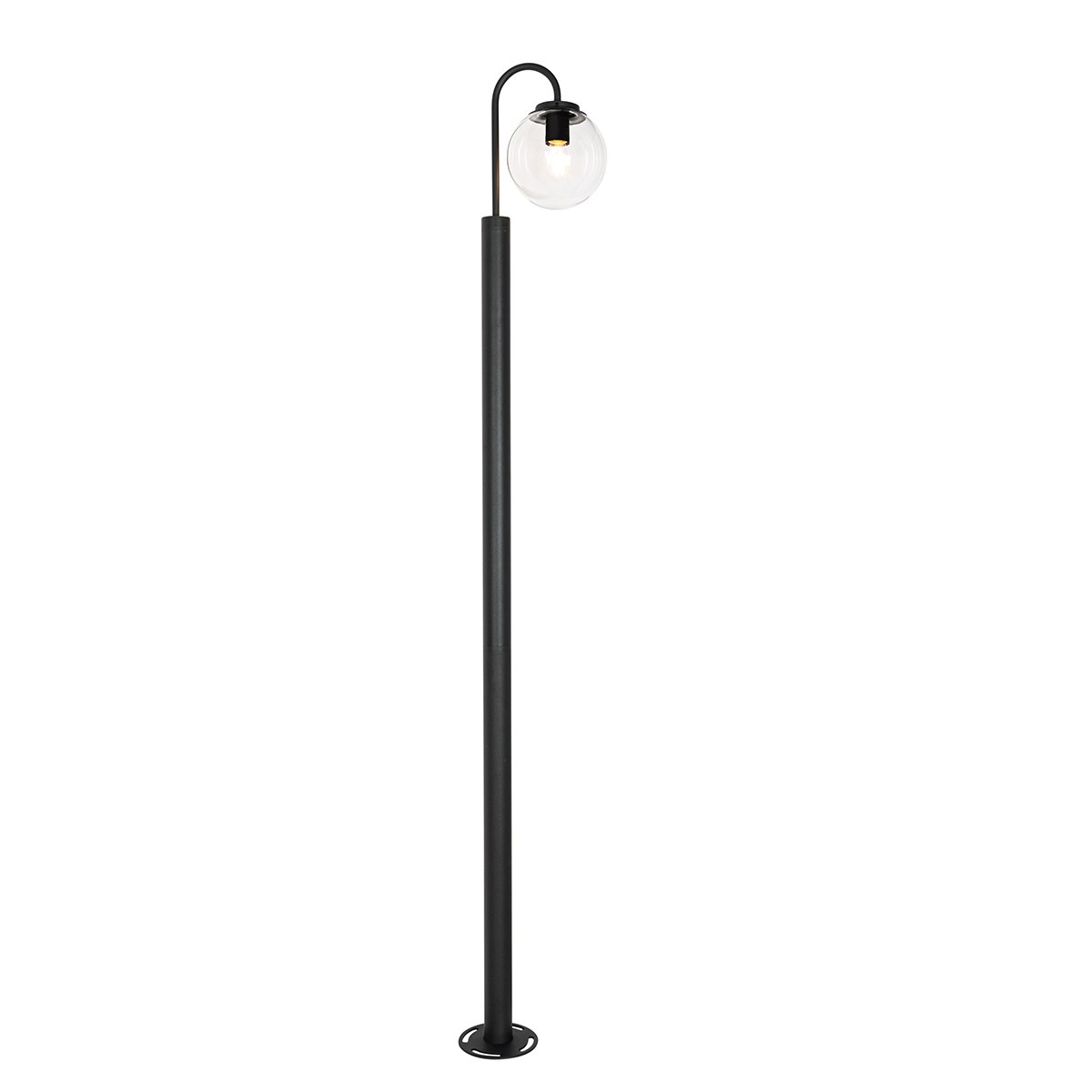 Moderná vonkajšia lampa čierna s priehľadným sklom 200 cm IP44 - Sfera