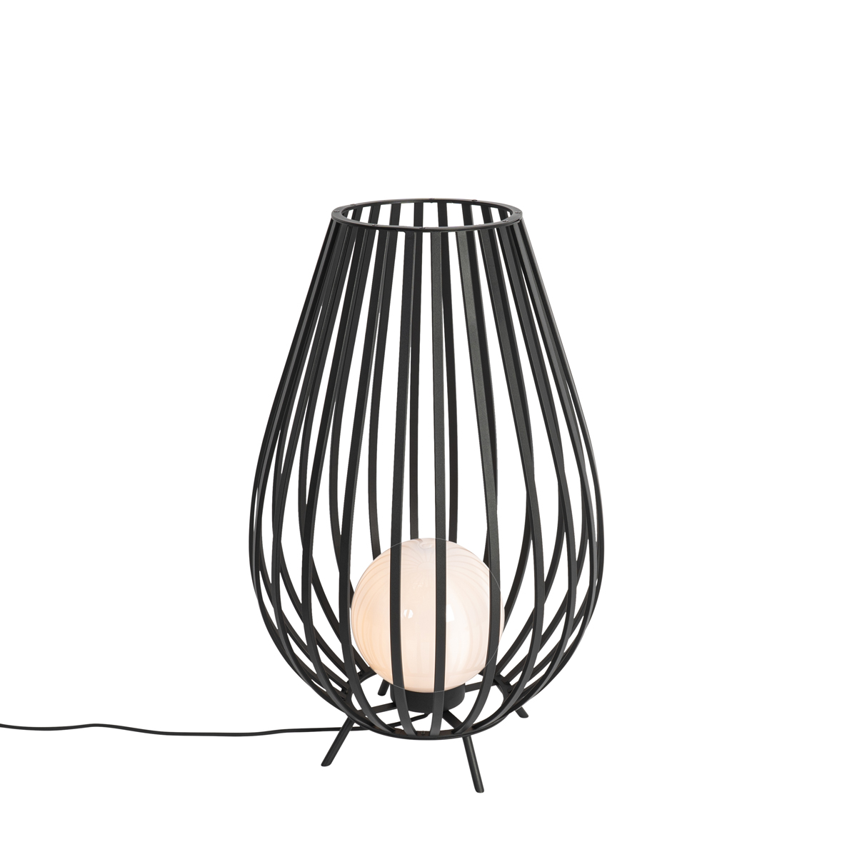 Dizajnová stojaca lampa čierna s opálom 70 cm - Angela