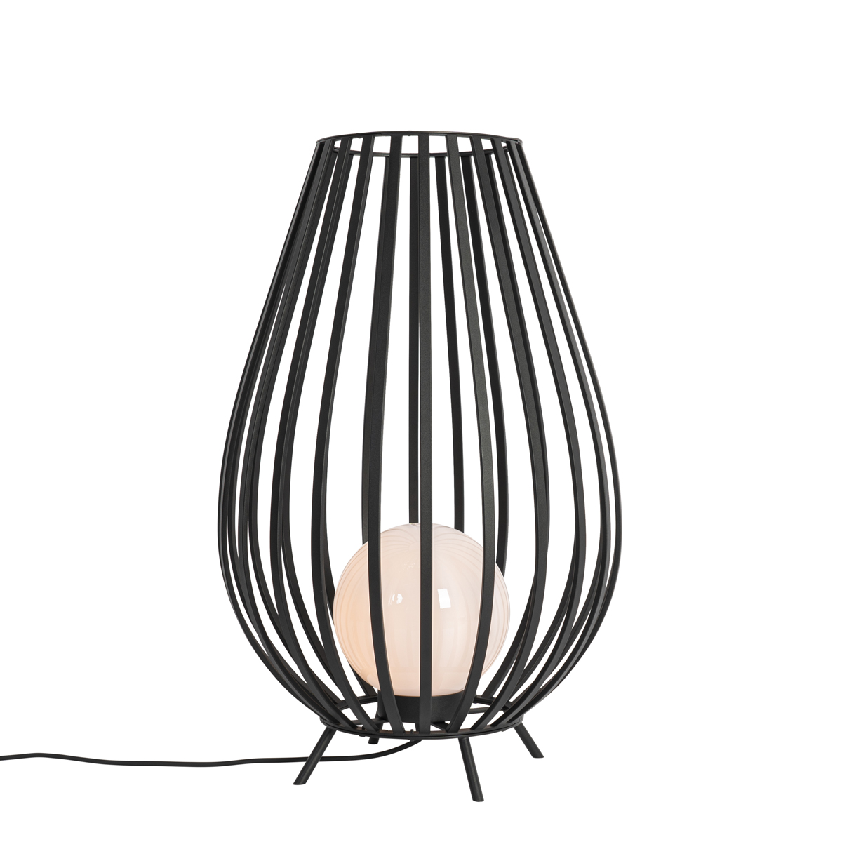 lampadaire design noir avec opale 70 cm ip44 - angela