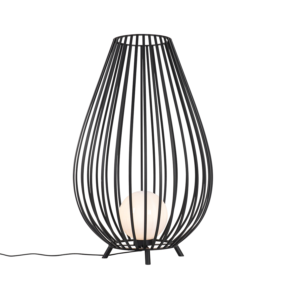 E-shop Dizajnová stojaca lampa čierna s opálom 110 cm - Angela