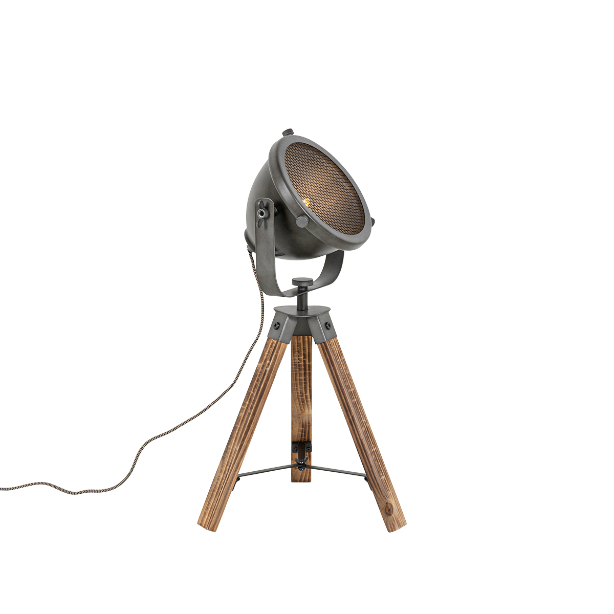 Industriell bordslampa stativ stål med trä tiltbar – Emado