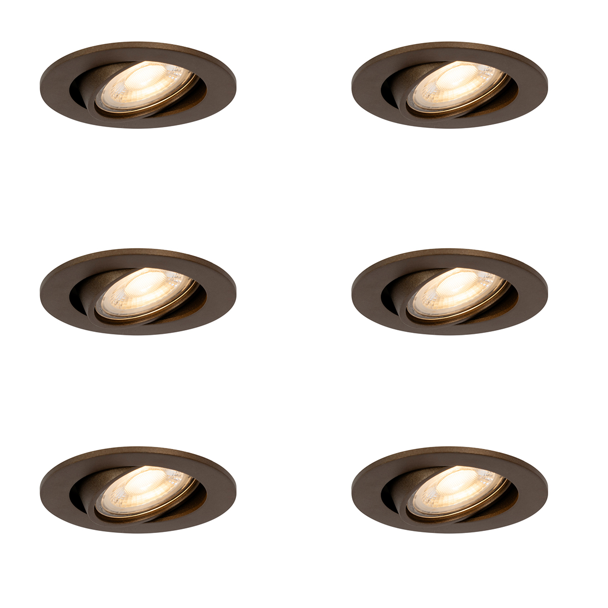 Sada 6 moderných otočných bodových svietidiel tmavá bronz - Cisco