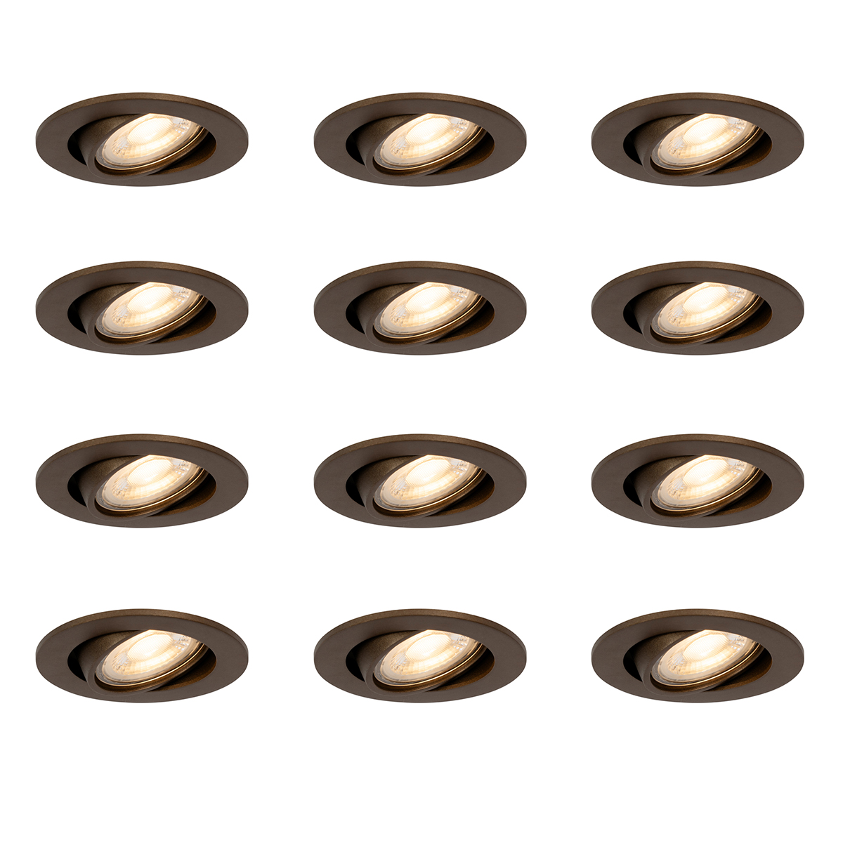 12 db modern, dönthető beépíthető spotlámpa szett sötét bronz színben - Cisco