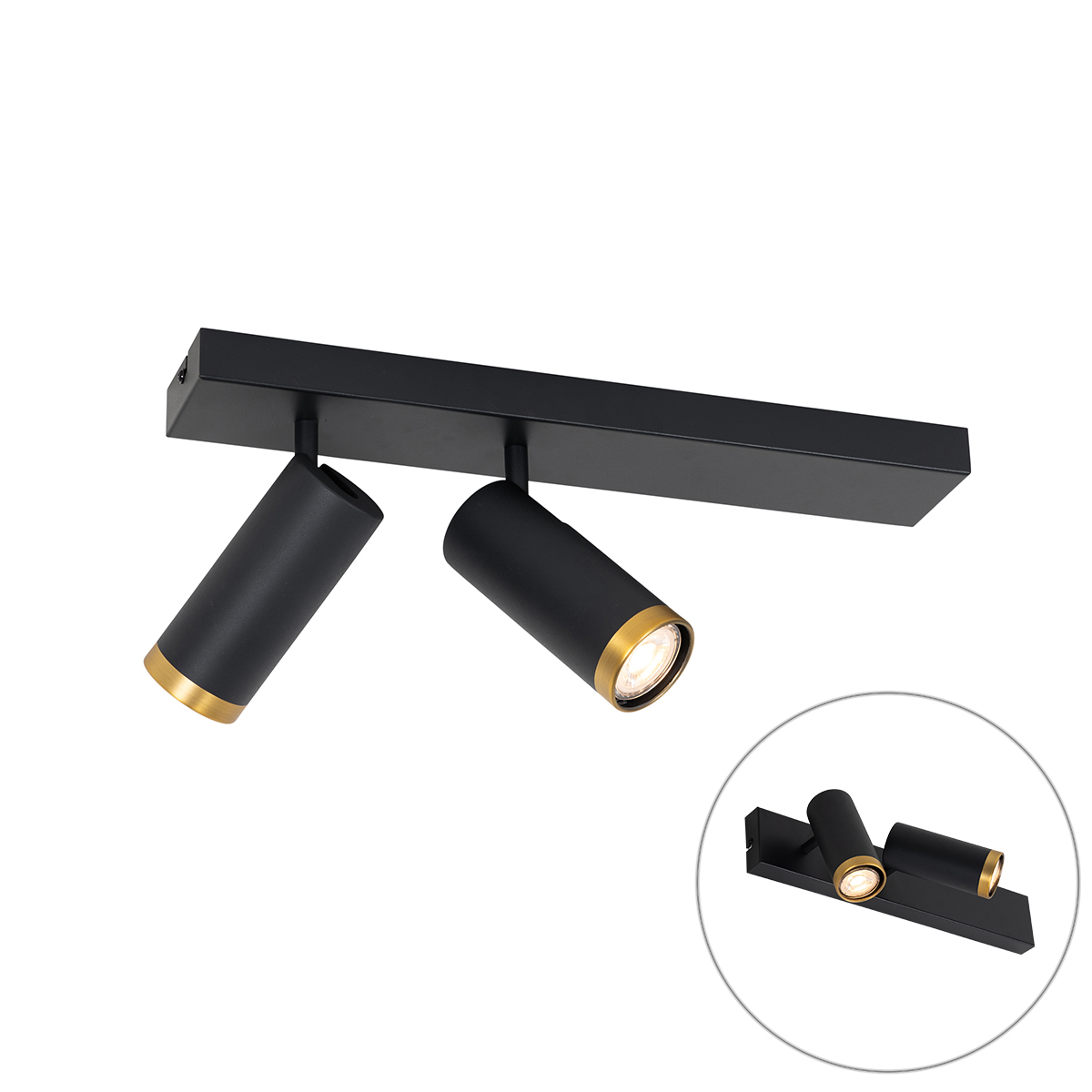 Moderné stropné bodové svietidlo čierne s bronzom 2-žiarovkové nastaviteľné - Renna