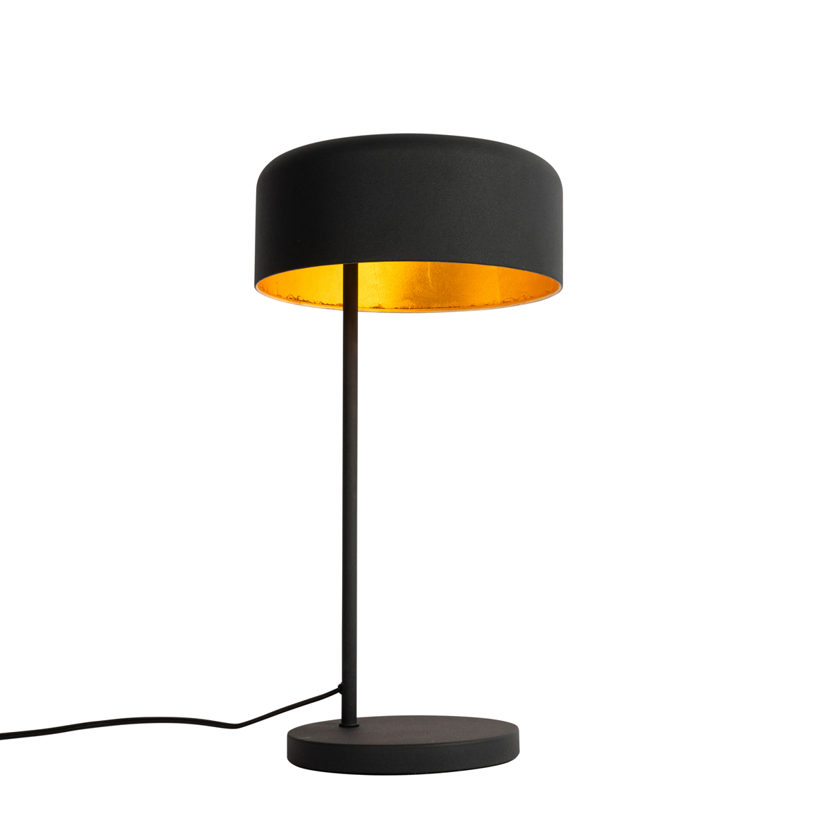 Retro bordlampe sort med gull interiør - Jinte