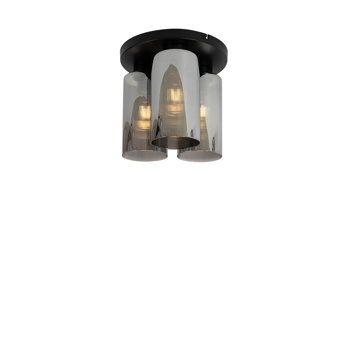 E-shop Stropné svietidlo Art Deco čierne s dymovým sklom 3-svetlo - Laura