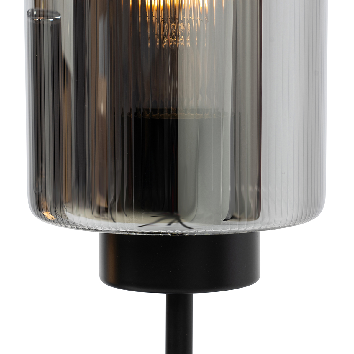 Smart Table Lamp Black with Smoke Glass 2-Lights incl. 2 Wifi ST64 - Laura
