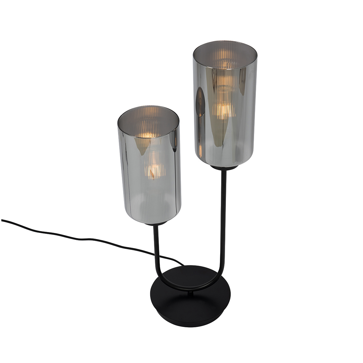 Smart Table Lamp Black with Smoke Glass 2-Lights incl. 2 Wifi ST64 - Laura