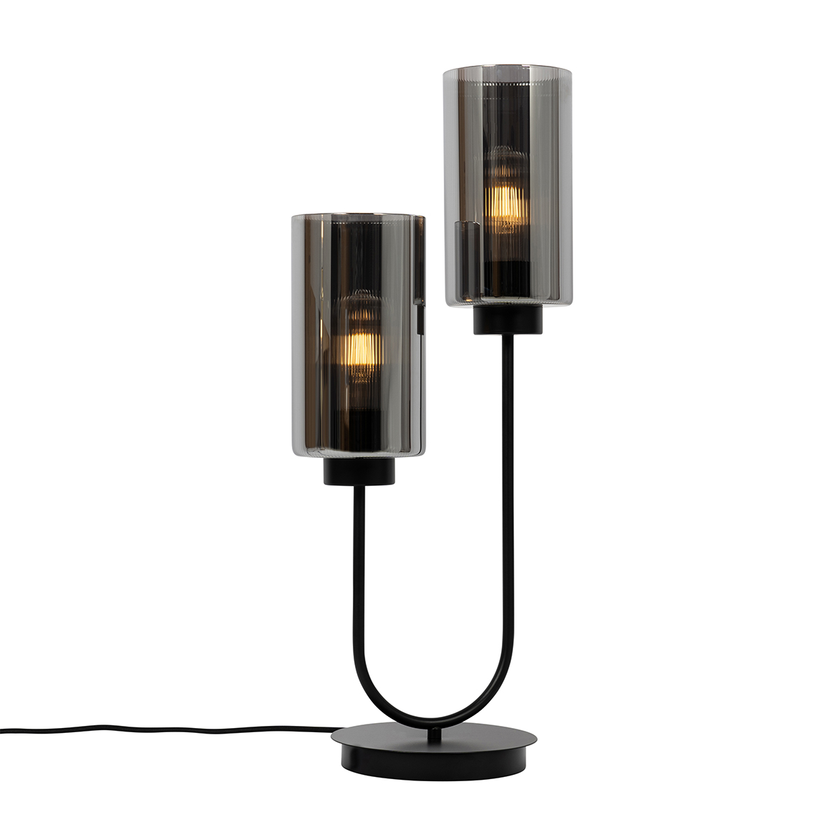 Smart Table Lamp Black with Smoke Glass 2-Lights incl. 2 Wifi ST64 - Laura