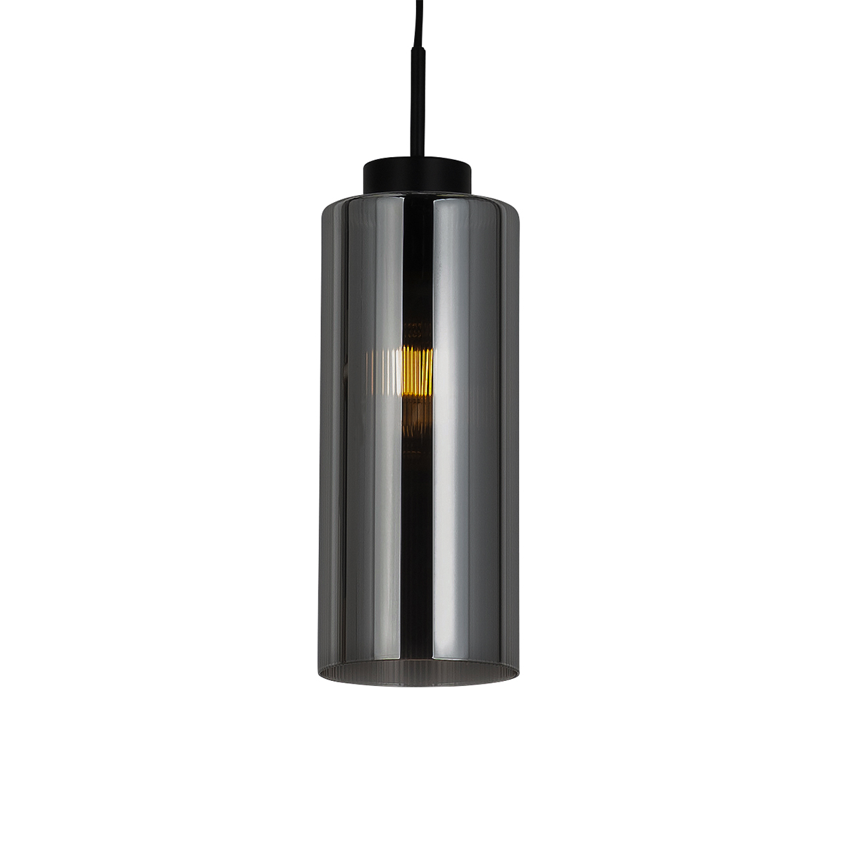 Art Deco hanging lamp black with smoke glass - Laura