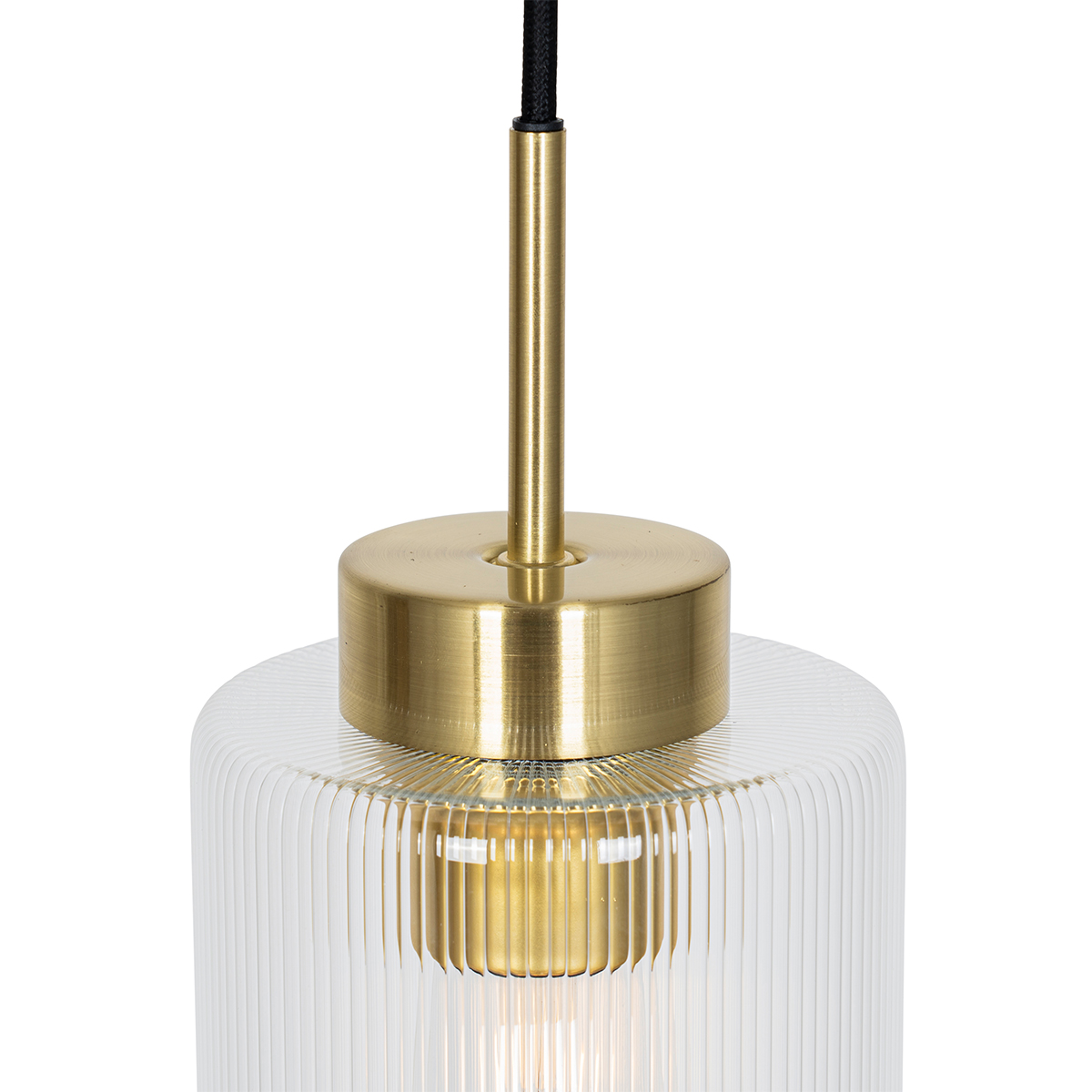 Lampada a sospensione Art Déco oro con vetro - Laura