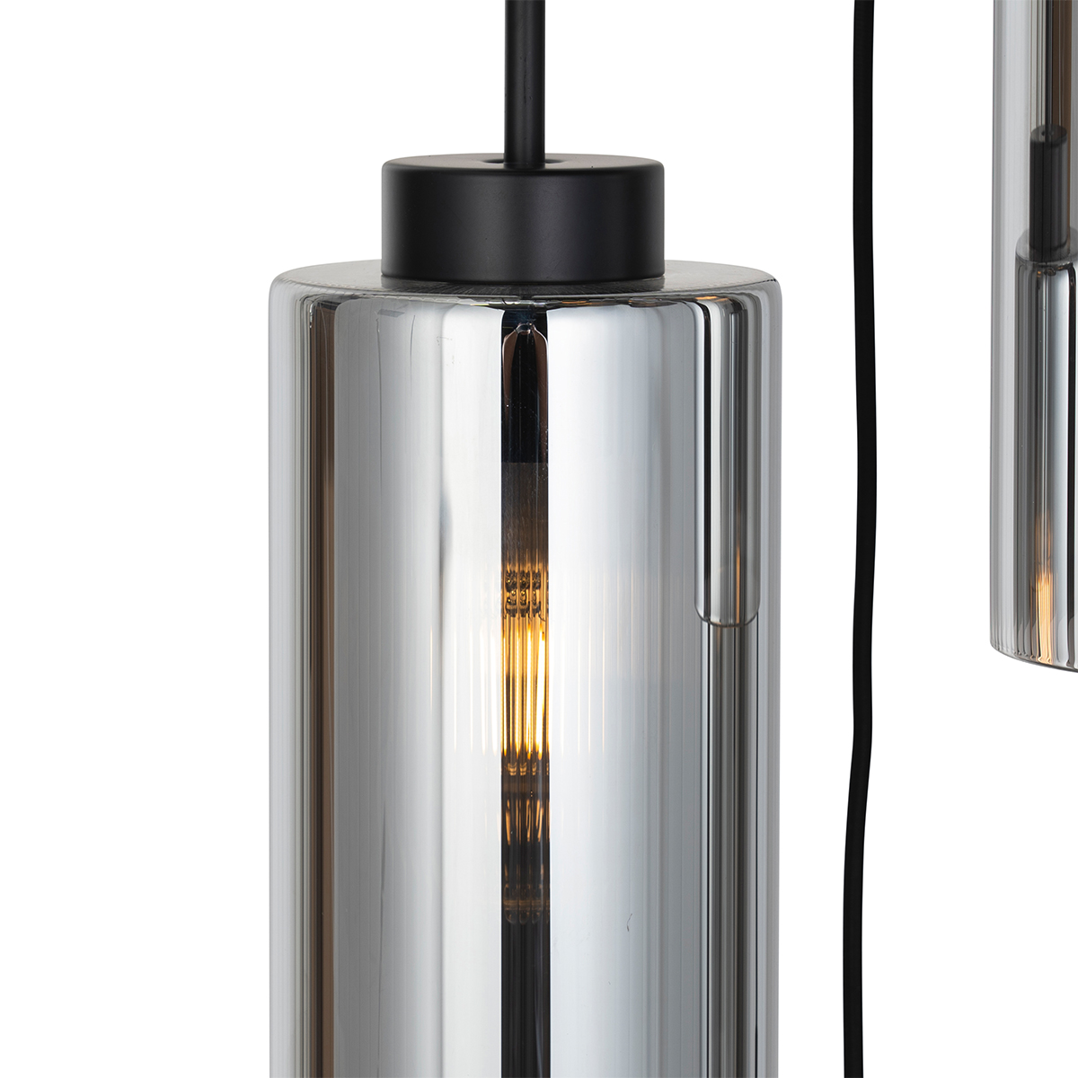 Art Deco Pendant Light Black with Smoke Glass 7-Light - Laura