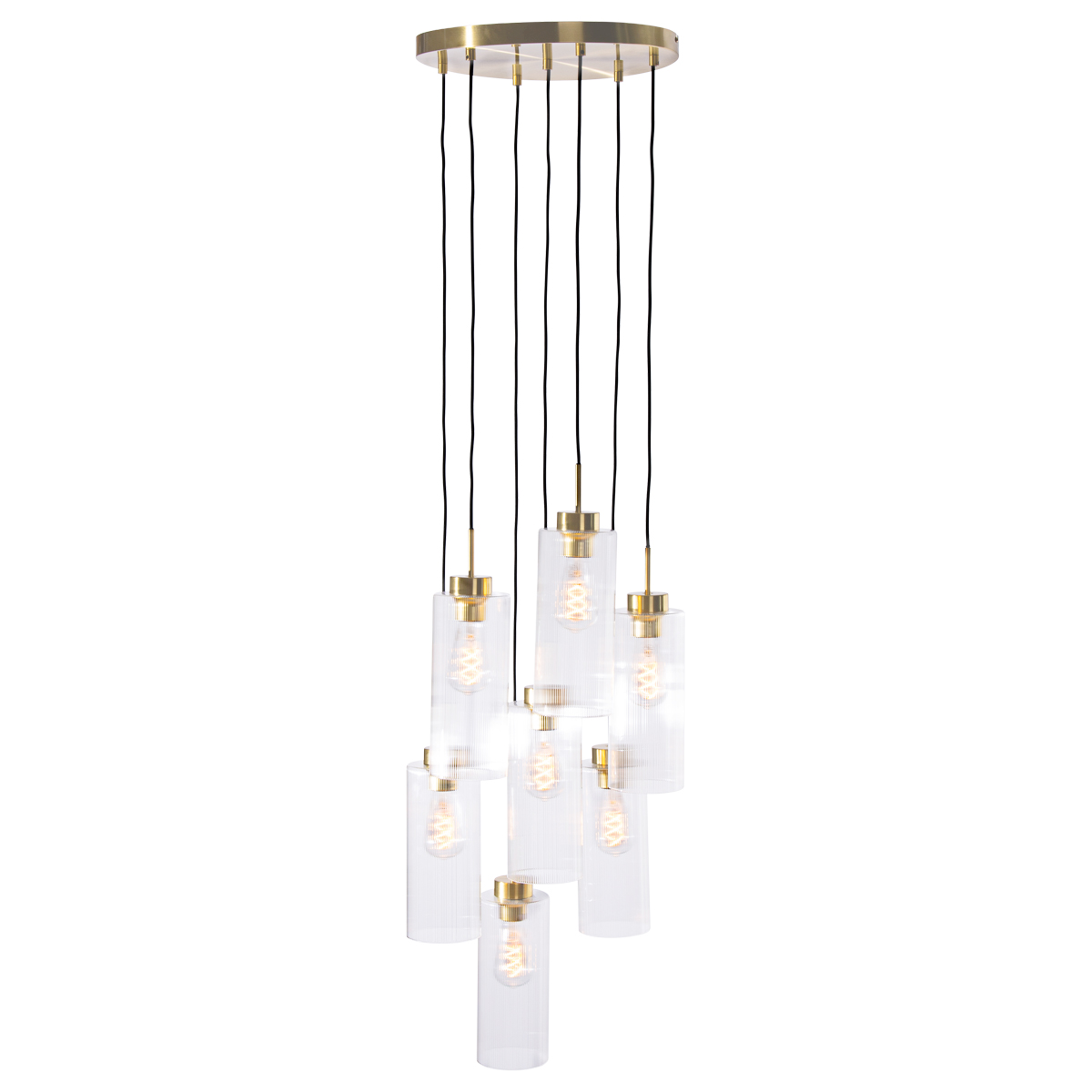 E-shop Art Deco závesná lampa zlatá so sklenenými 7-svetlíkmi - Laura