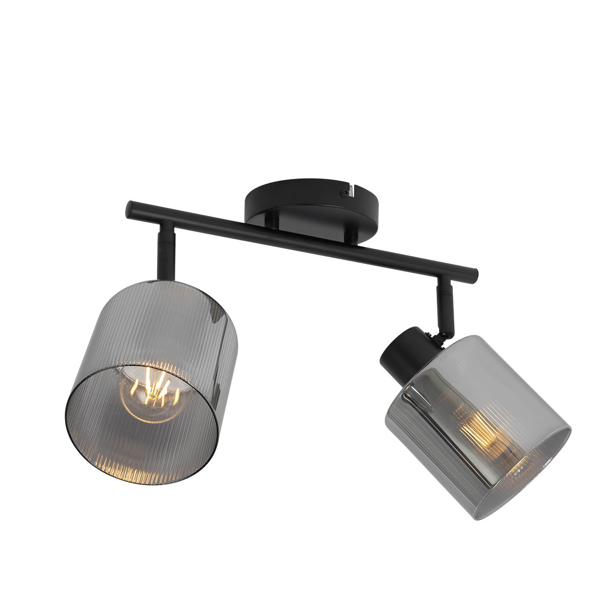 spot de plafond noir avec verre fumé 2 lumières orientable - laura