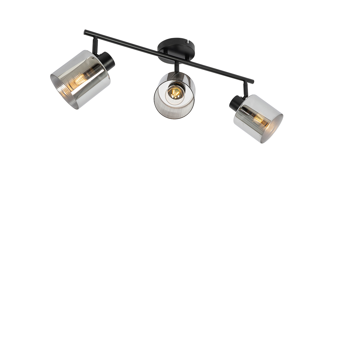 Stropné bodové svetlo čierne s dymovým sklom 3-svetlo nastaviteľné - Laura