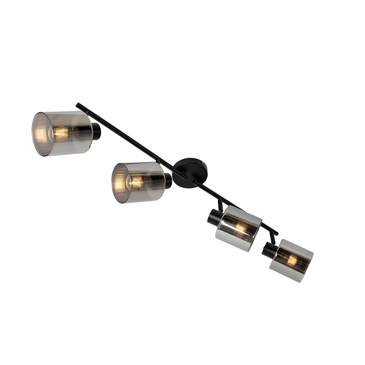 Faretto da soffitto nero con vetro fumé 4 luci orientabili - Laura