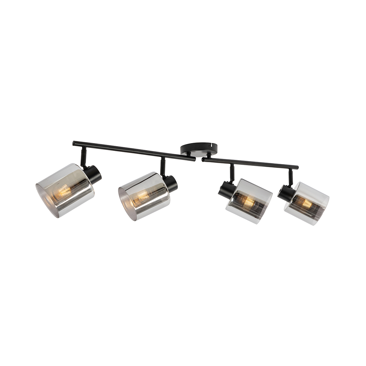 Faretto da soffitto nero con vetro fumé 4 luci orientabili - Laura