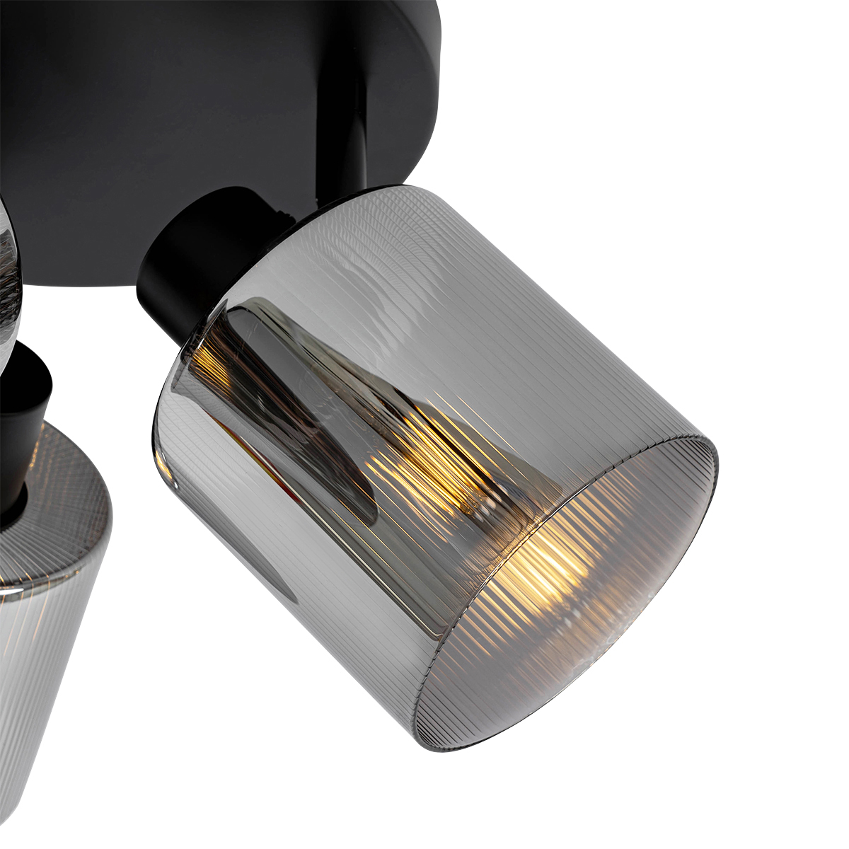 spot de plafond noir avec verre fumé rond 3 lumières orientable - laura