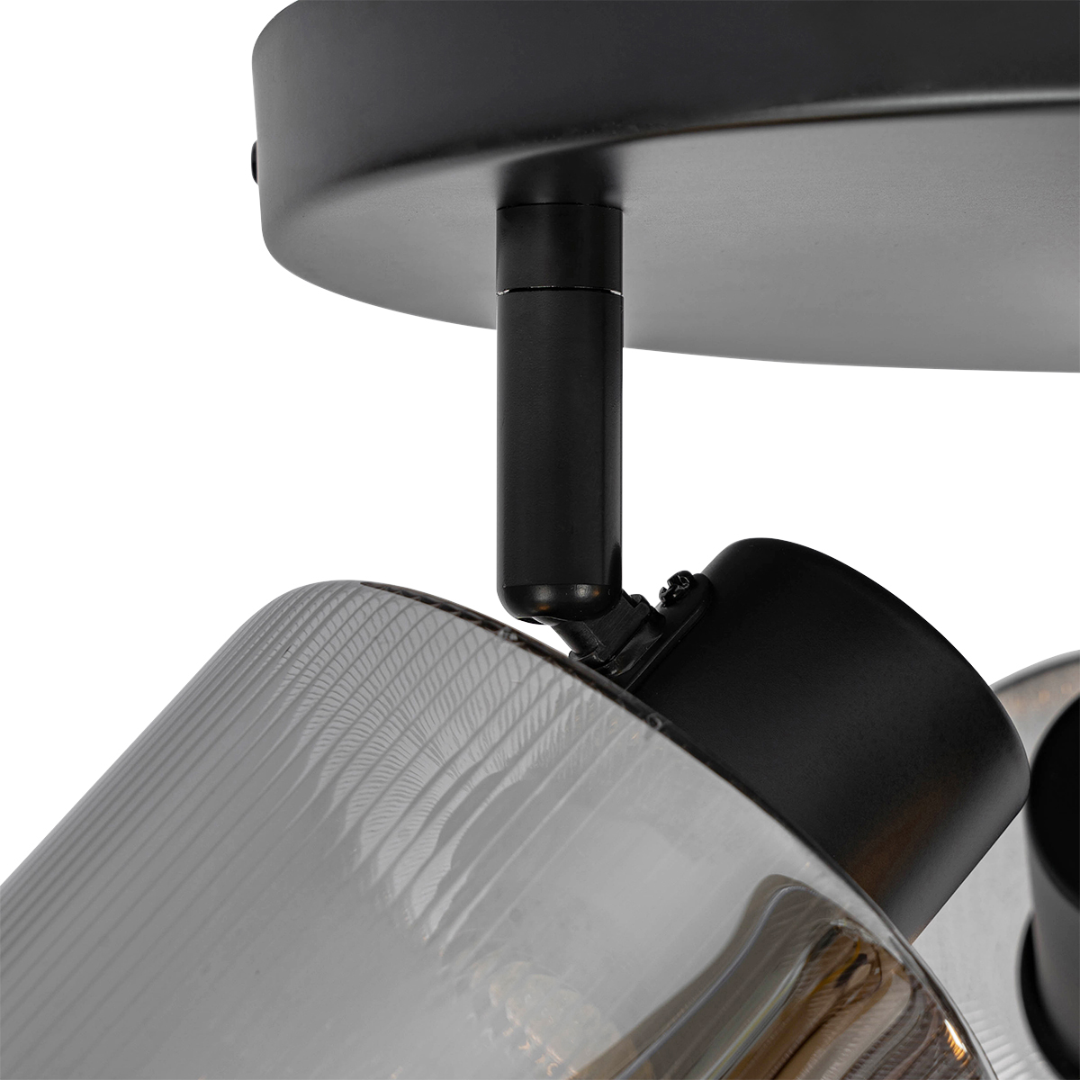 spot de plafond noir avec verre fumé rond 3 lumières orientable - laura