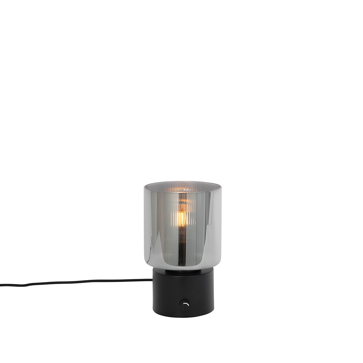 E-shop Stolná lampa Art Deco čierna s dymovým sklom - Laura