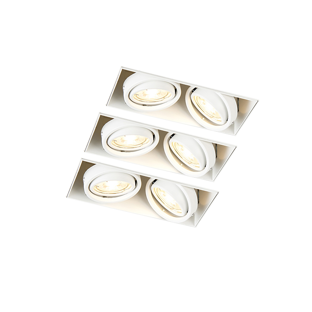 Set van 3 inbouwspots wit GU10 kantelbaar trimless 2-lichts - Oneon