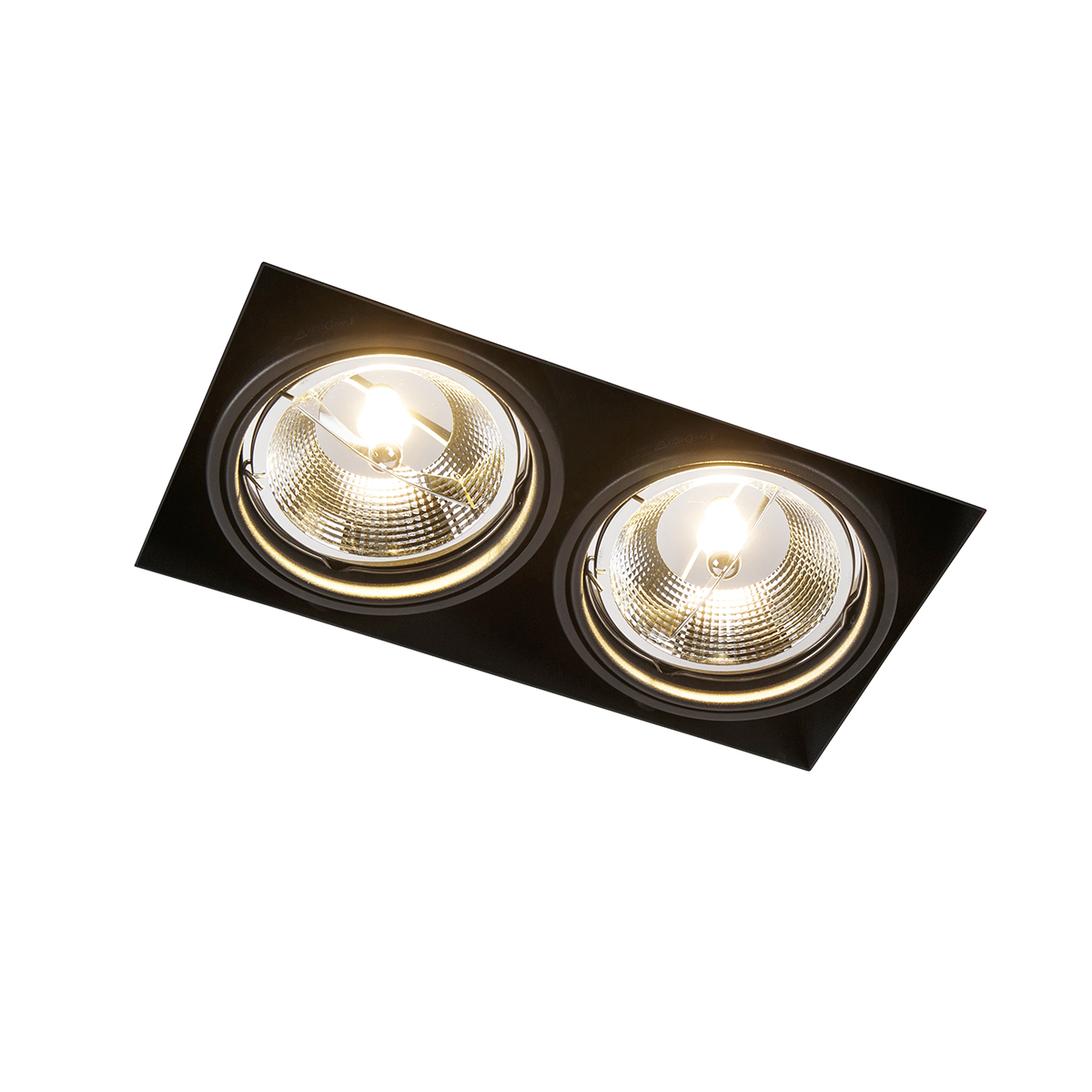 lot de 3 spots encastrables noir gu10 ar111 trimless 2 lumières - oneon