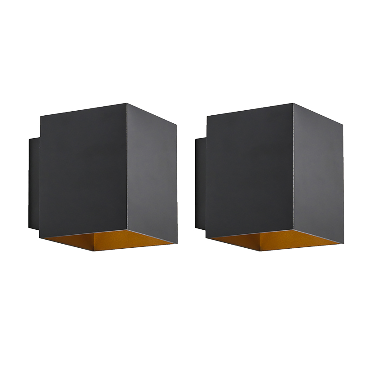 Sada 2 ks dizajnových nástenných svietidiel čierno-zlaté štvorcové - Sola