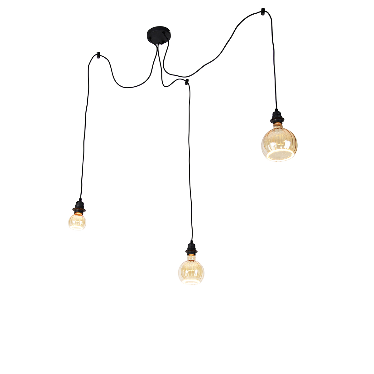 Závesná lampa čierna 3-svetlá vrátane deco G80 G125 a G150 - Cava