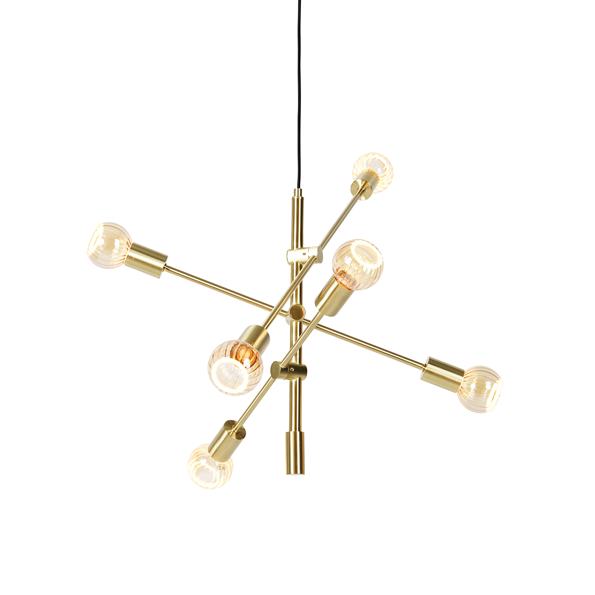 Závesná lampa Art deco mosadzná 6 svetiel vrátane deco G80 - Sydney