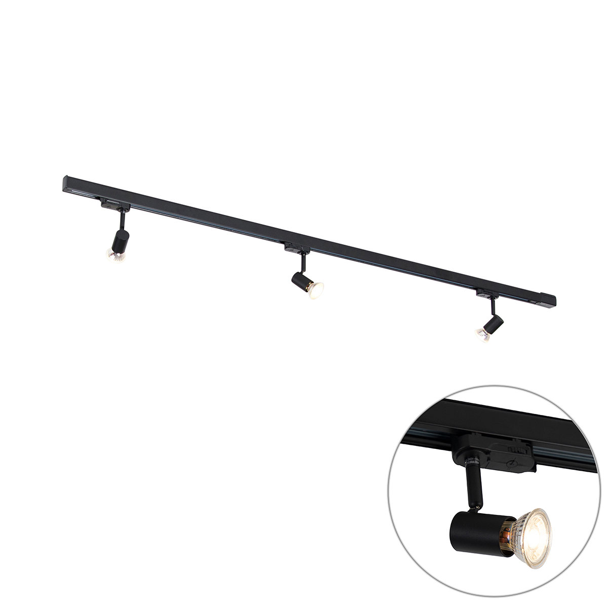 Modern railsysteem zwart 3-lichts 3-fase links - Jeany