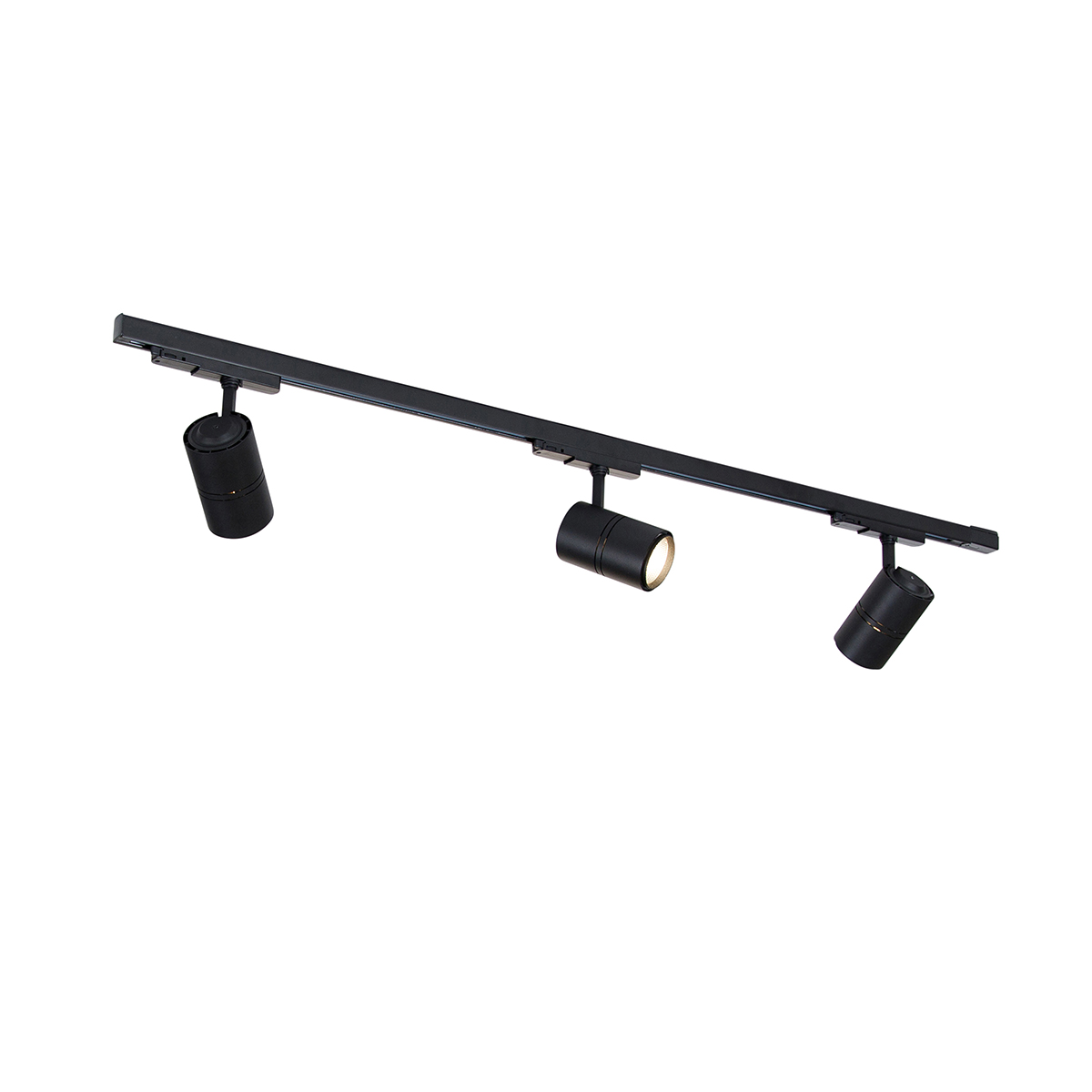 Sínrendszer fekete, beépített LED-del, fényerőszabályozóval, 3-lámpás, 3 fázisú, jobb oldali - Ruler 38