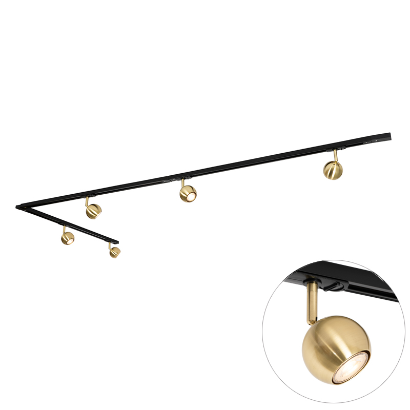 Moderný 1-fázový koľajnicový systém 5 svetiel čierna so zlatou - Gissi