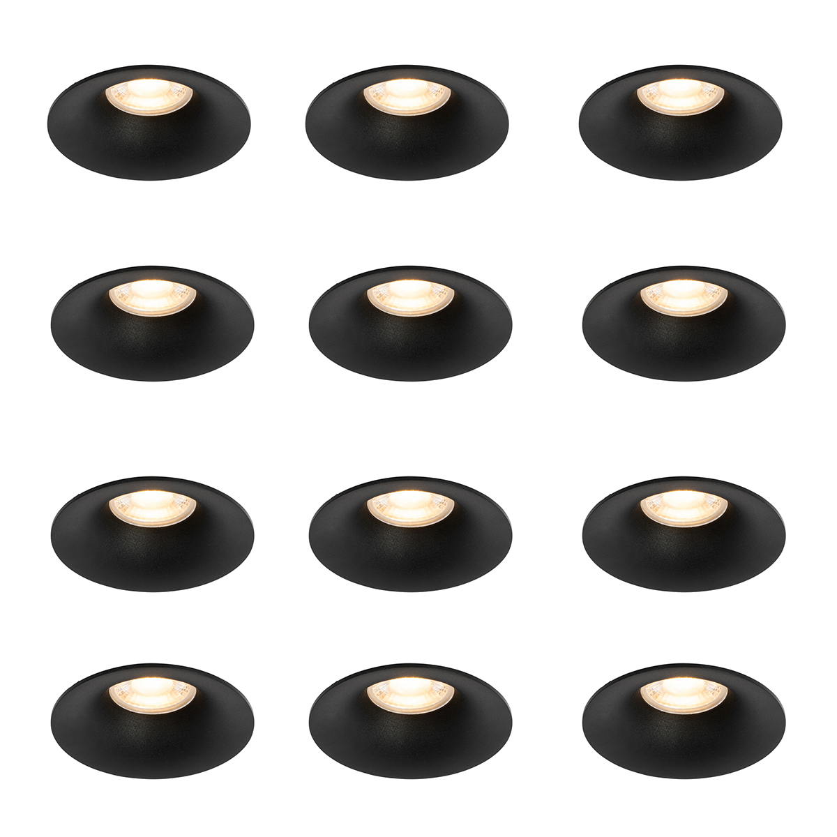 Sada 12 vstavaných bodových svetiel čiernych GU10 50 mm - Gijs