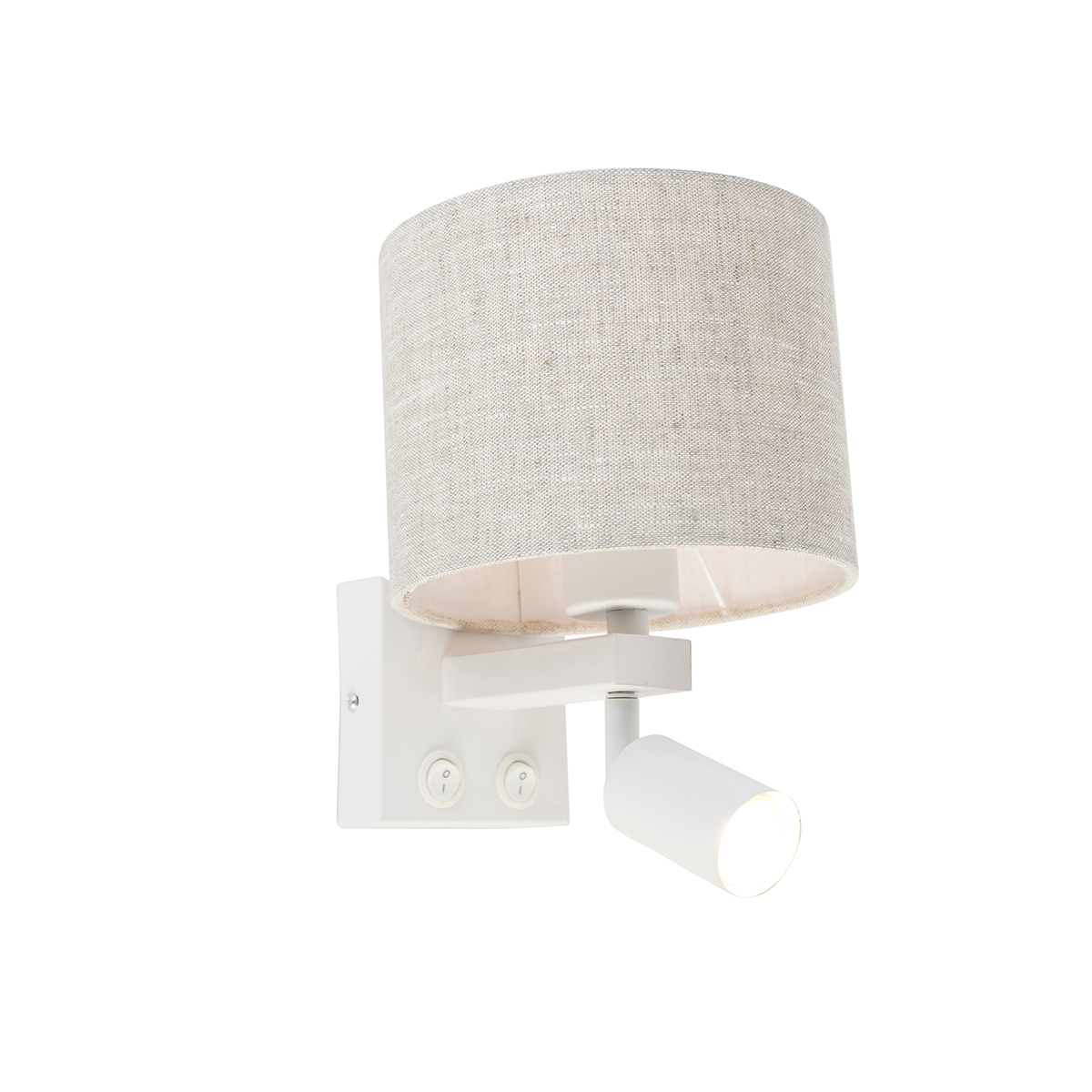 Vägglampa vit med läslampa och skärm 18 cm ljusgrå – Brescia