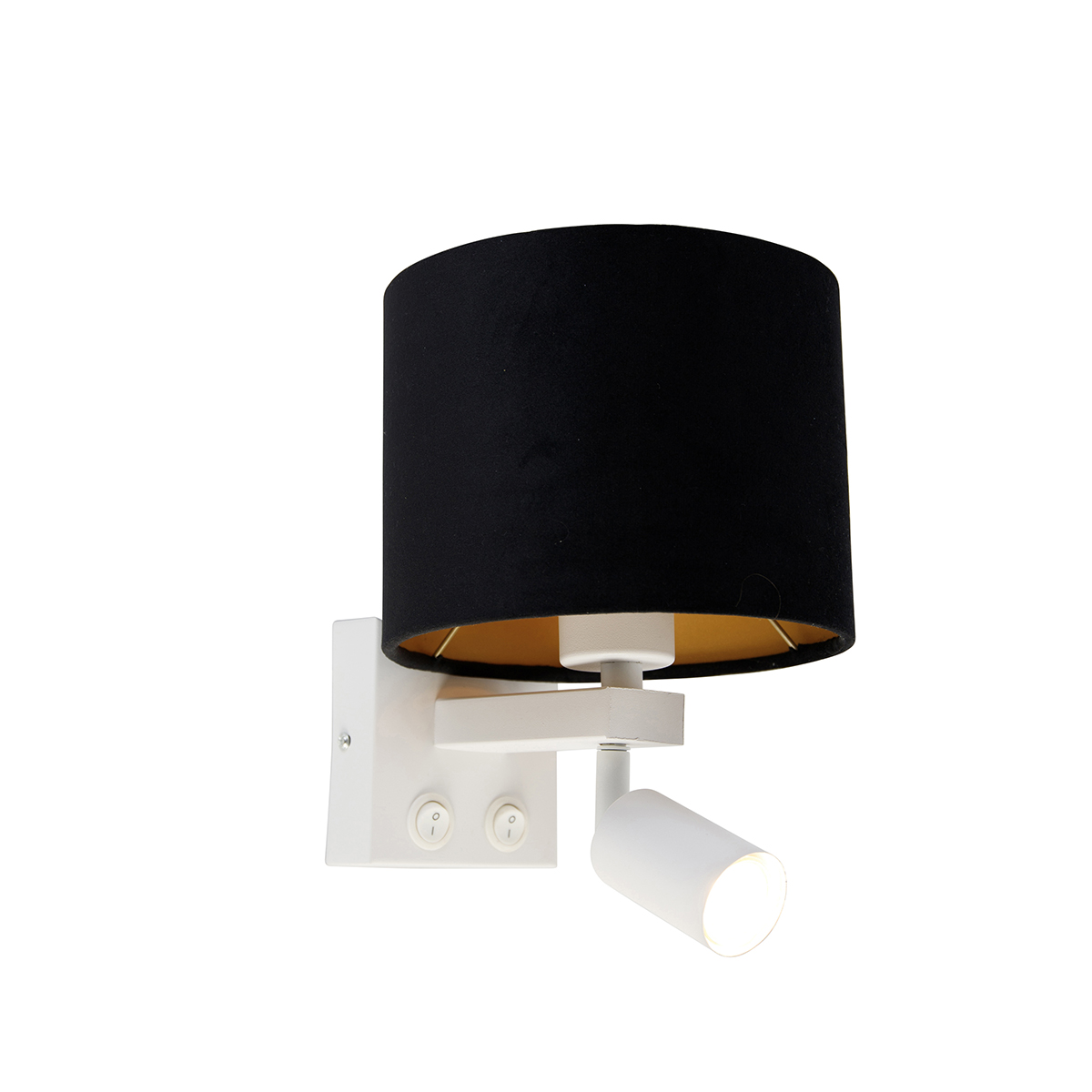Fali lámpa fehér olvasólámpával és búrával 18 cm fekete - Brescia