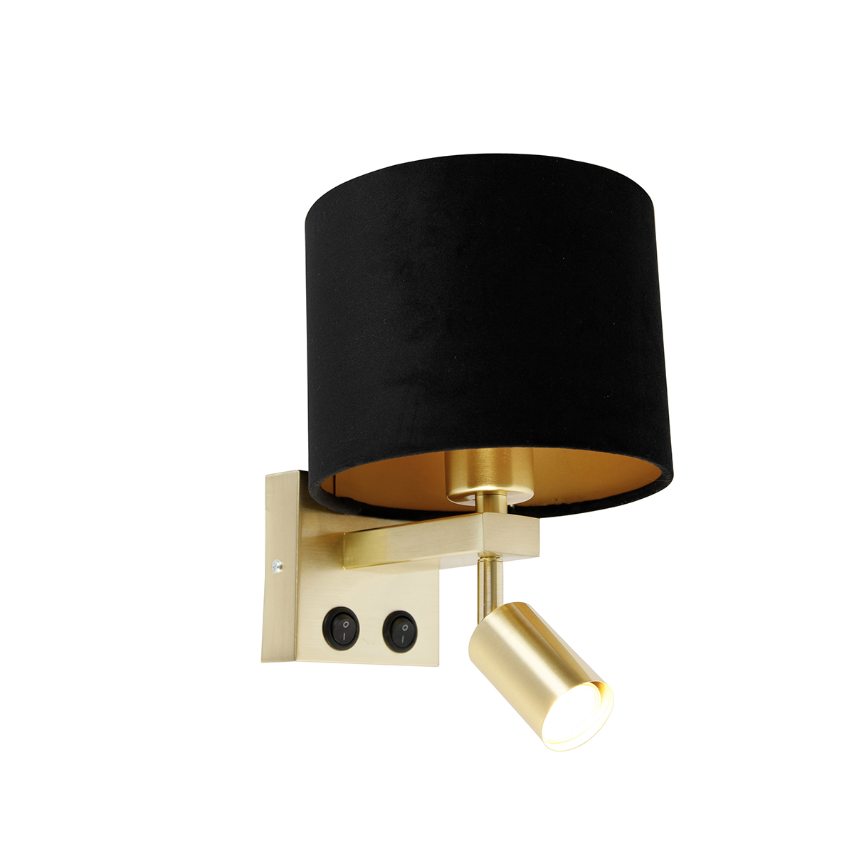 Image of Lampada da parete ottone lampada da lettura paralume 18 cm nero - BRESCIA