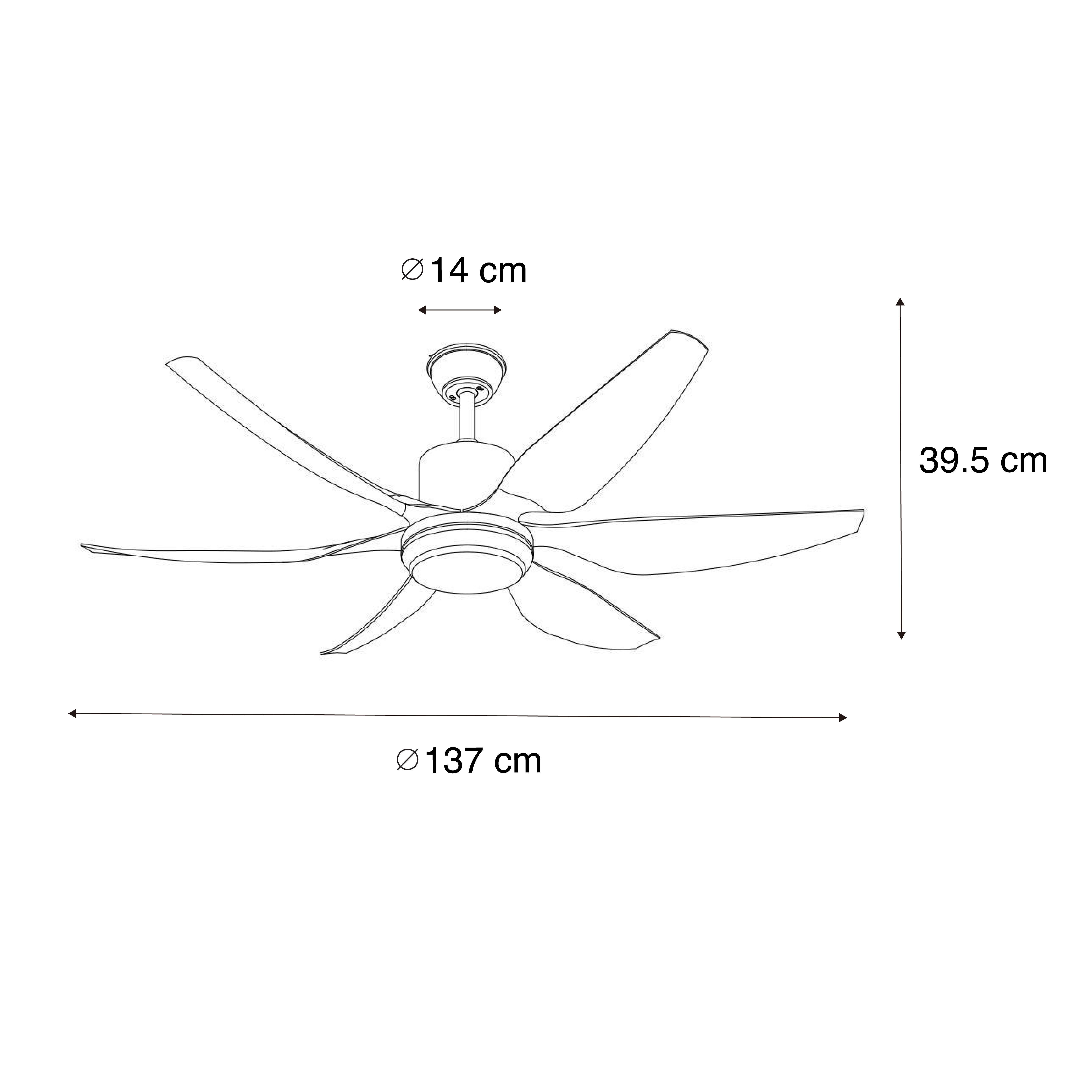 Deckenventilator Weiß 137cm inkl. LED Dimmbar mit Fernbedienung - Tak