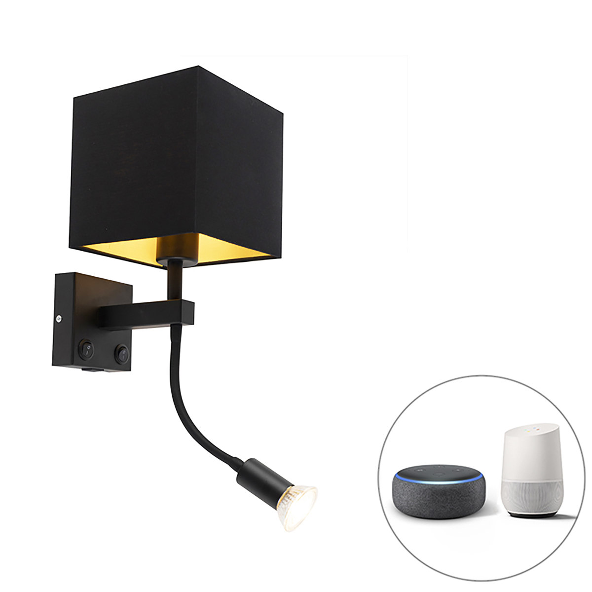 Intelligens fali lámpa fekete, USB-vel Wifi A60 és GU10 - Zeno