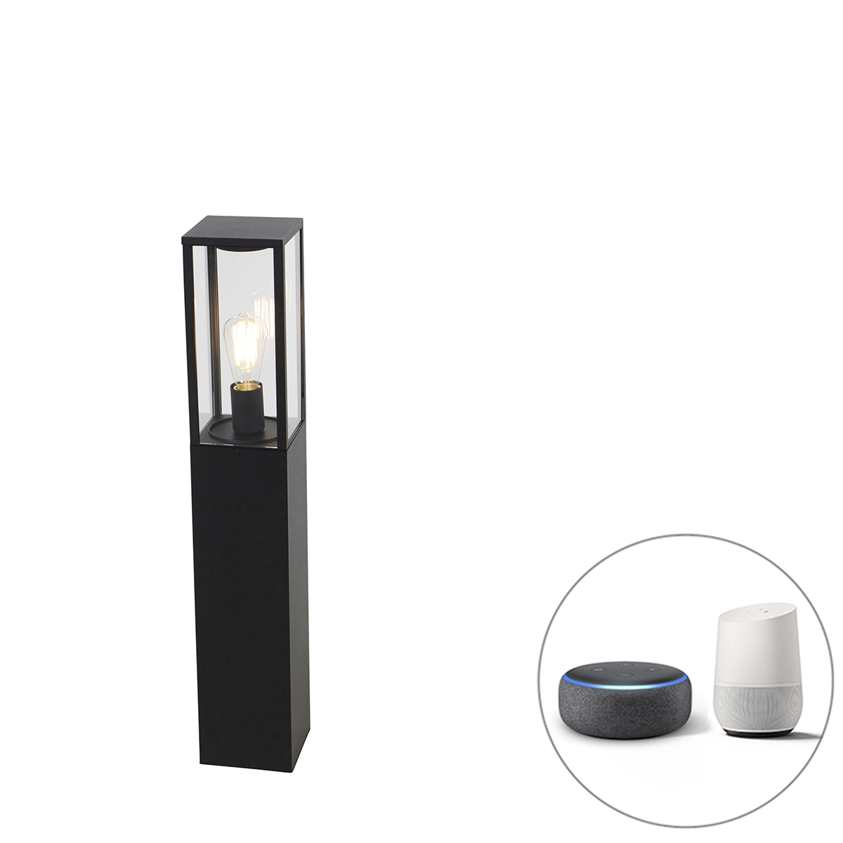 Smart stående utomhuslampa svart 80 cm inkl Wifi ST64 – Charlois