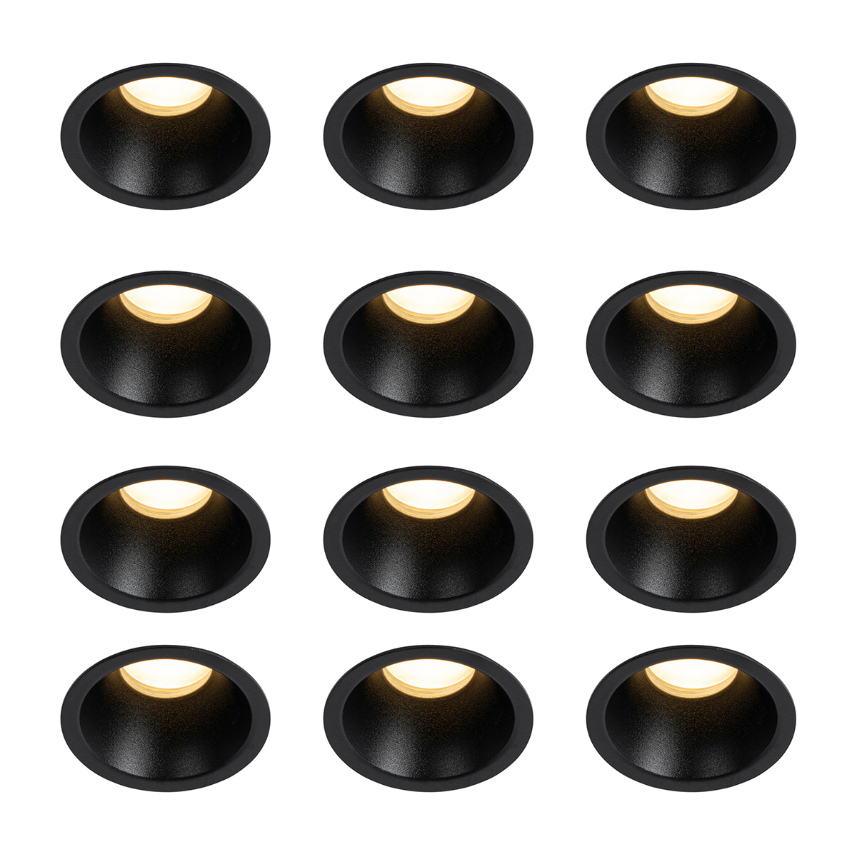 12 db modern, fekete GU10 beépíthető spotlámpa szett 35 mm, IP44 - Dept