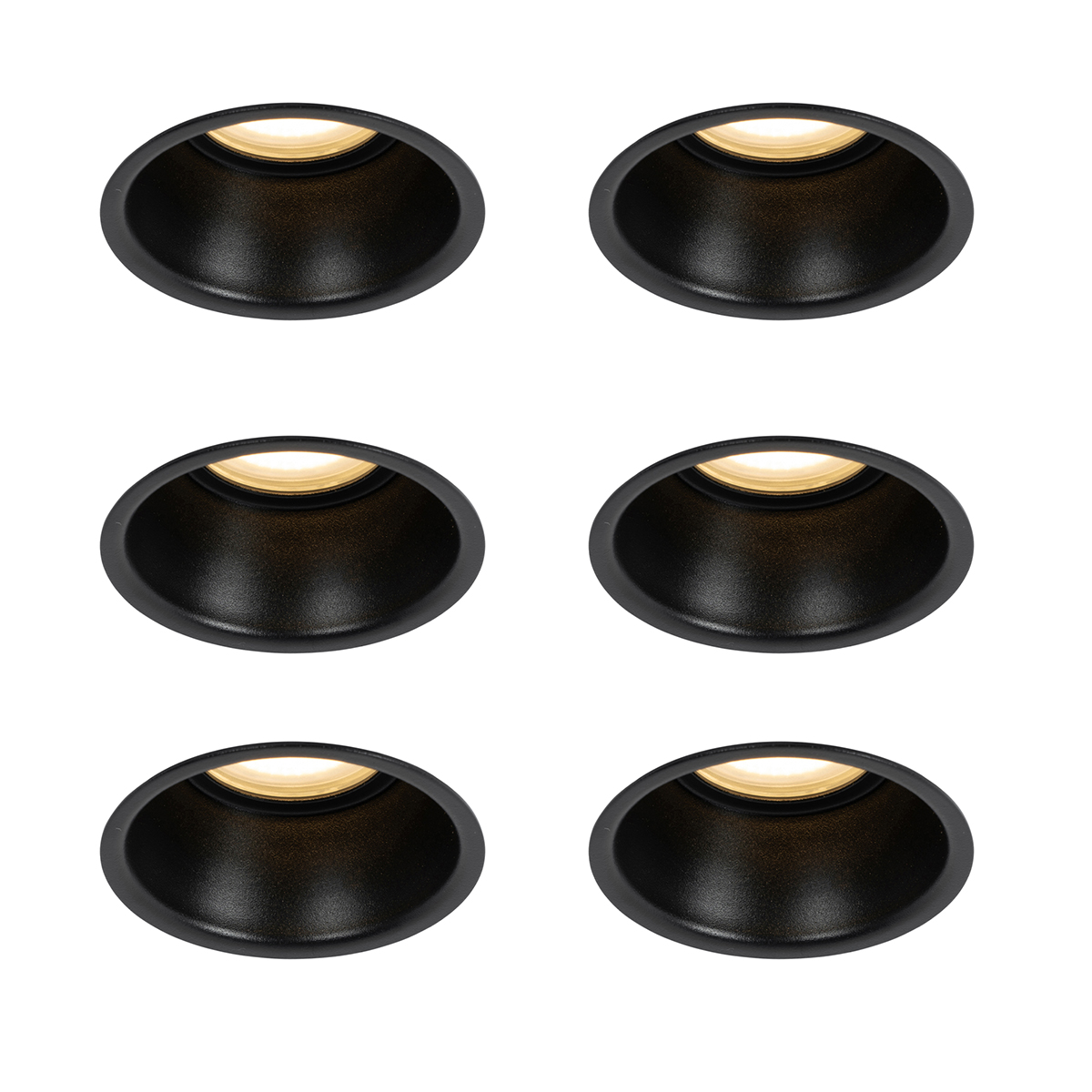 Sada 6 vstavaných bodových svetiel čiernych GU10 50 mm IP44 - Dept