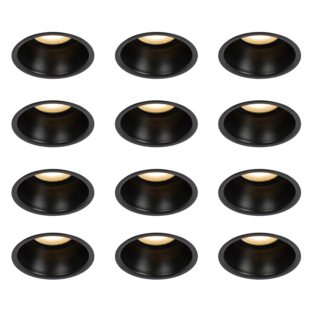 Sada 12 čiernych zabudovaných bodových svetiel GU10 50 mm IP44 - Dept