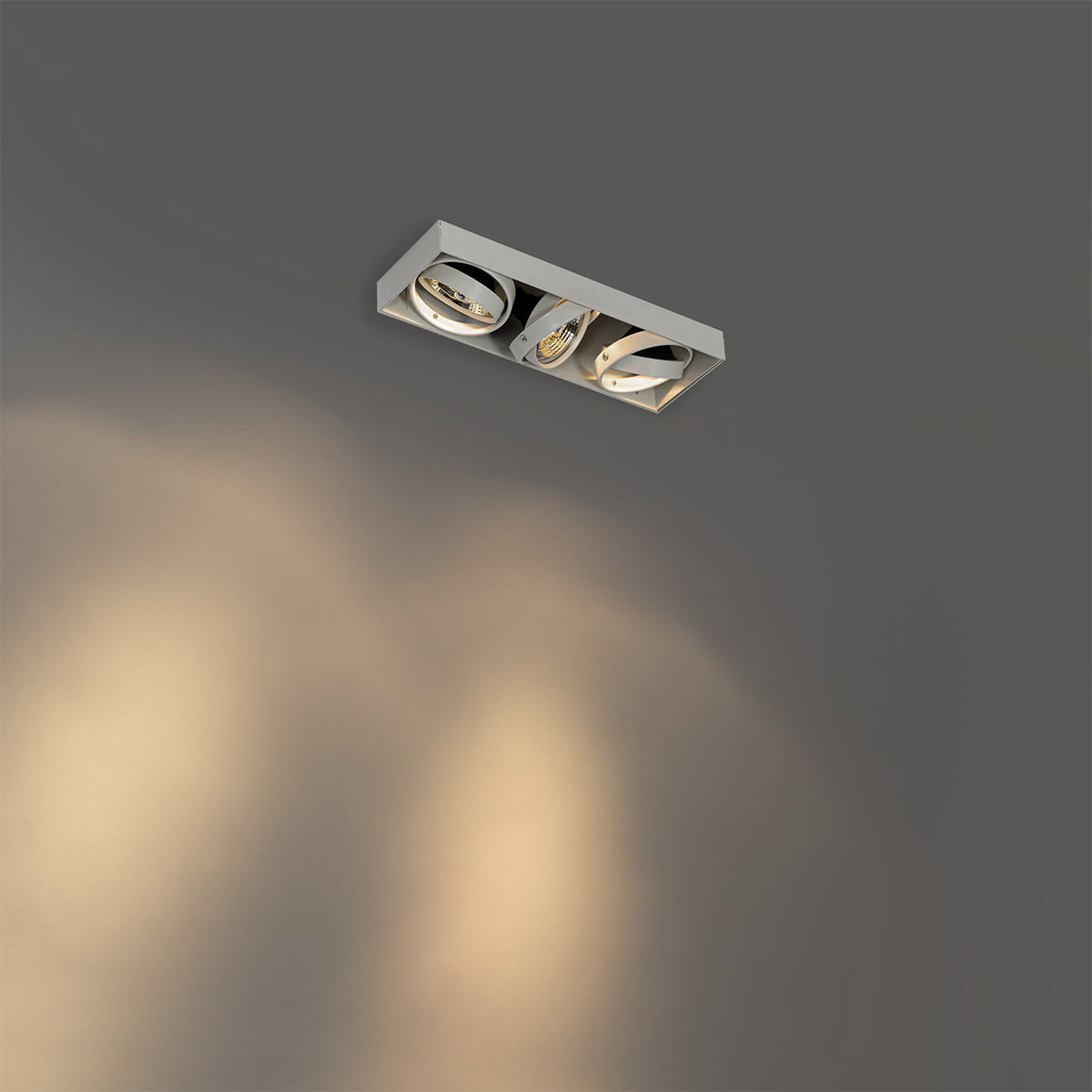 Spot encastré blanc GU10 AR70 sans bordure 3 lumières - Oneon