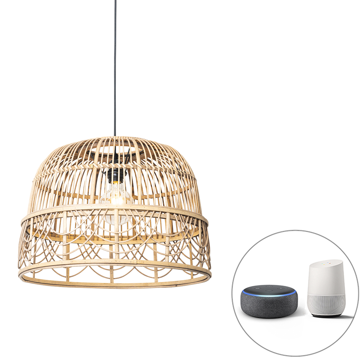 Chytrá závesná lampa ratanová 44 cm vrátane Wifi G95 - Michelle Chytrá závesná lampa ratanová 44 cm vrátane Wifi G95 - Michelle