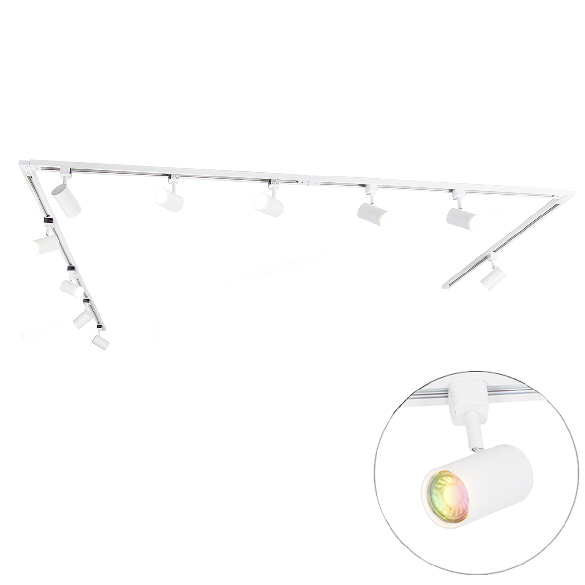Inteligentný 1-fázový koľajnicový systém s 10 bodovými svetlami biely vrátane Wifi GU10 - Iconic Jeana Inteligentný 1-fázový koľajnicový systém s 10 bodovými svetlami biely vrátane Wifi GU10 - Iconic Jeana